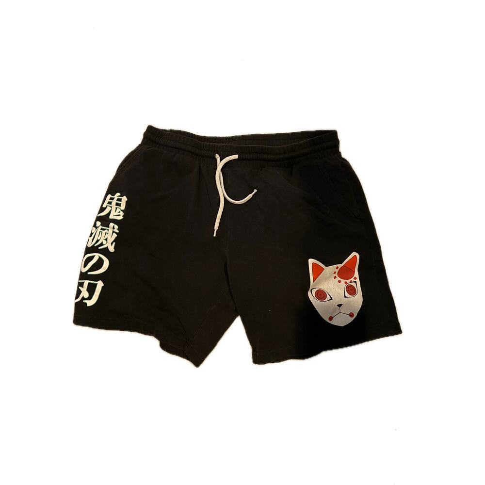 Demon Slayer sweat Shorts w Kitsune mask Mens Medium 32/34